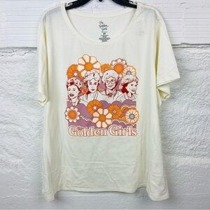 NWOT THE GOLDEN GIRLS t.v show retro cream floral cotton shirt size 2X & 1X